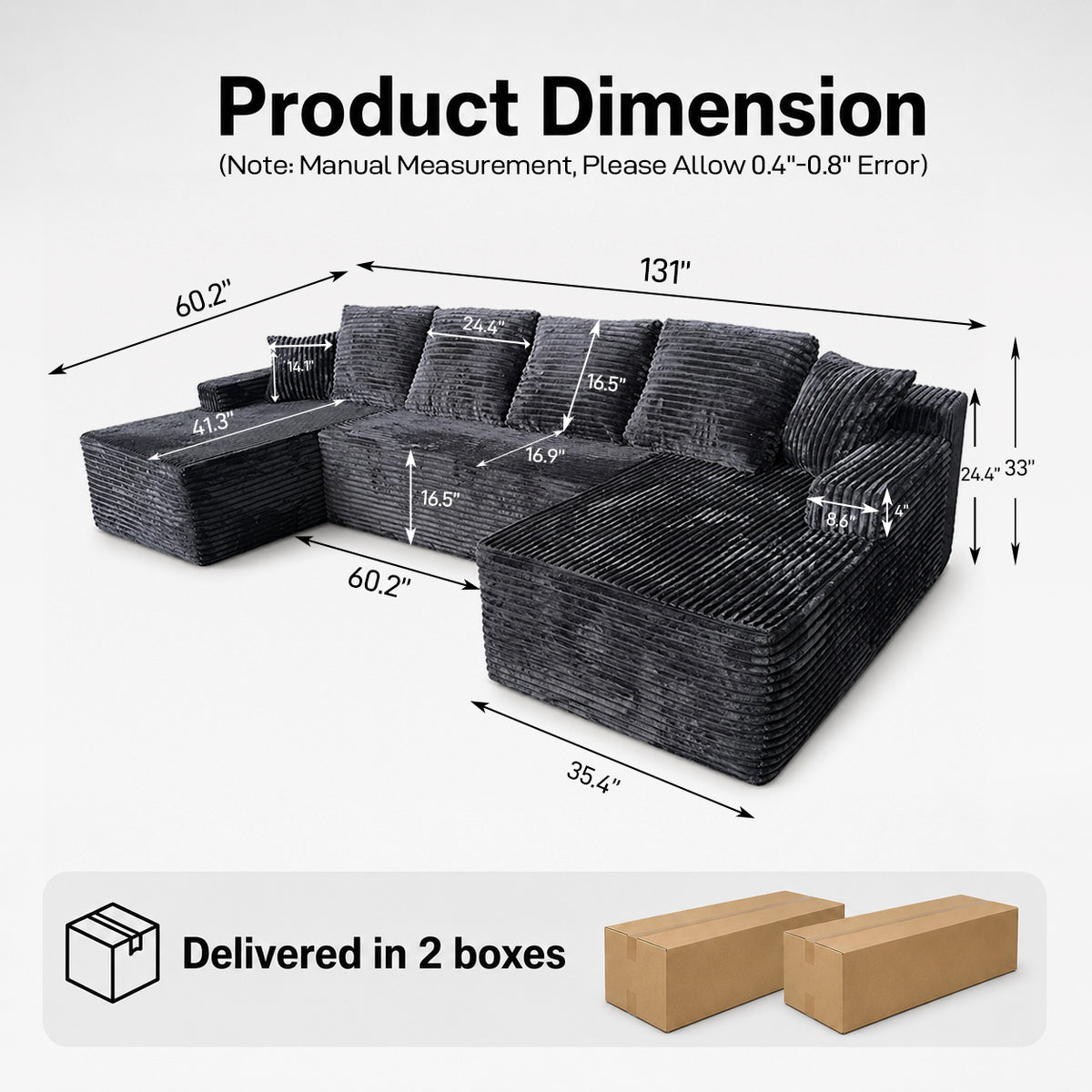 131-inch U-shaped sectional shared gallery image 06