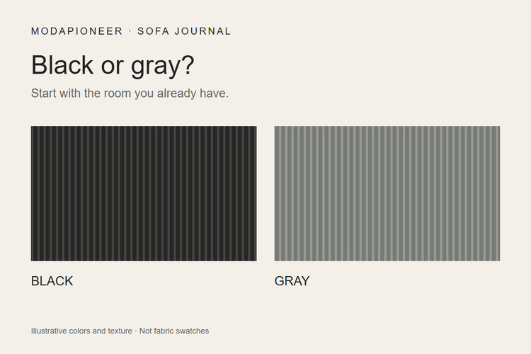 Black or Gray Corduroy Couch? Choose for the Room You Already Have