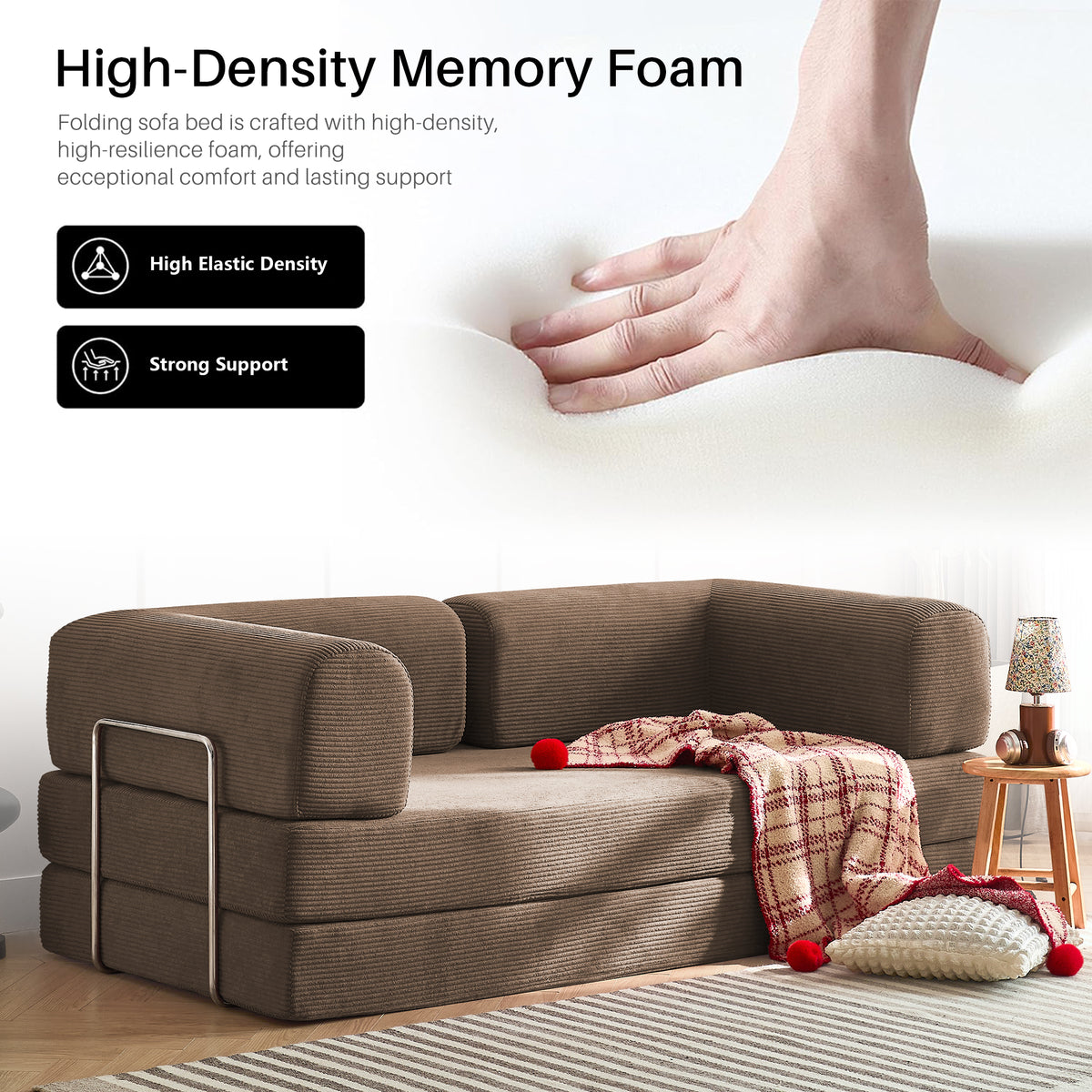 Brown folding sofa bed, product image 03