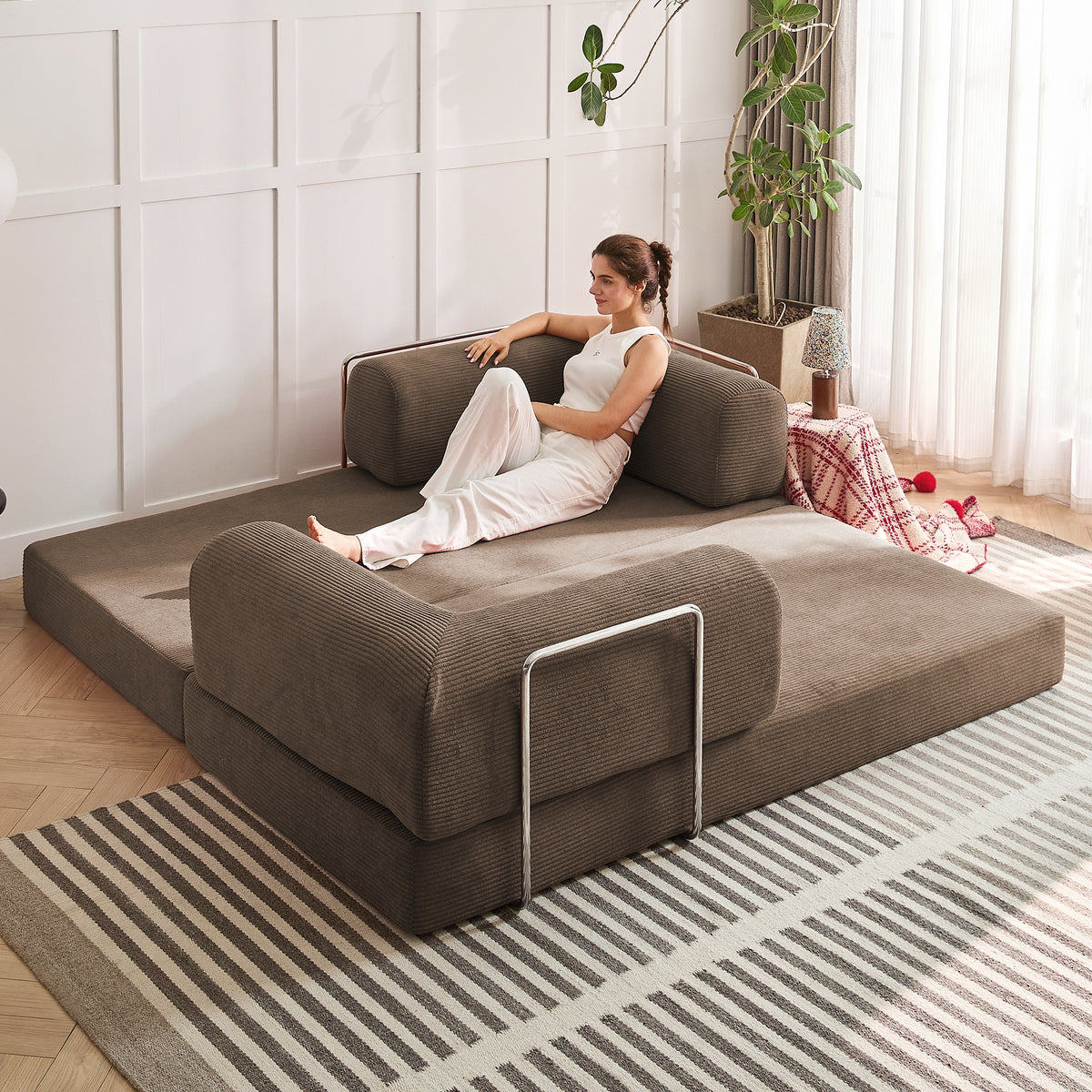 Brown folding sofa bed, product image 07