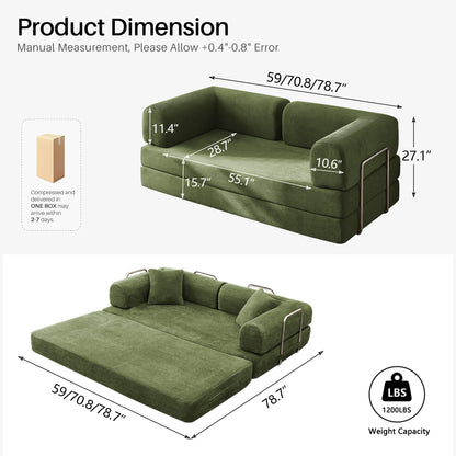 Green folding sofa bed, product image 02
