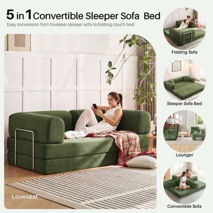 Green folding sofa bed, product image 05
