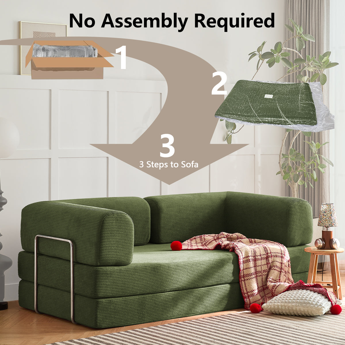 Green folding sofa bed, product image 06