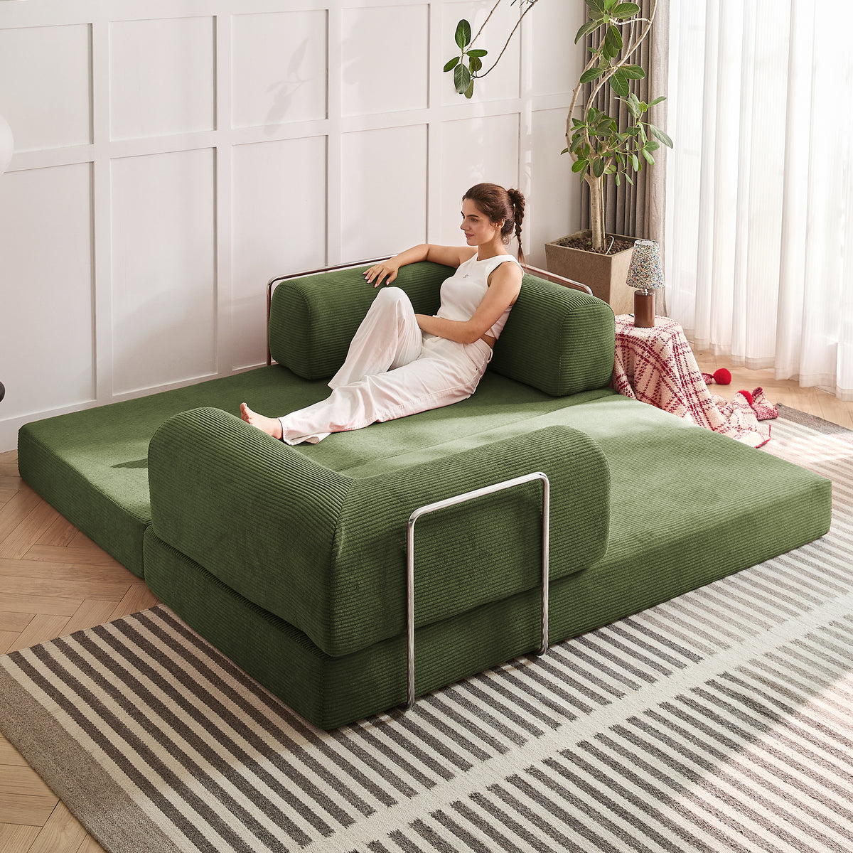 Green folding sofa bed, product image 07