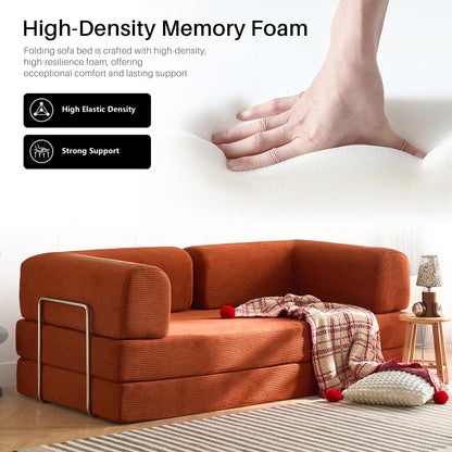 Orange folding sofa bed, product image 03