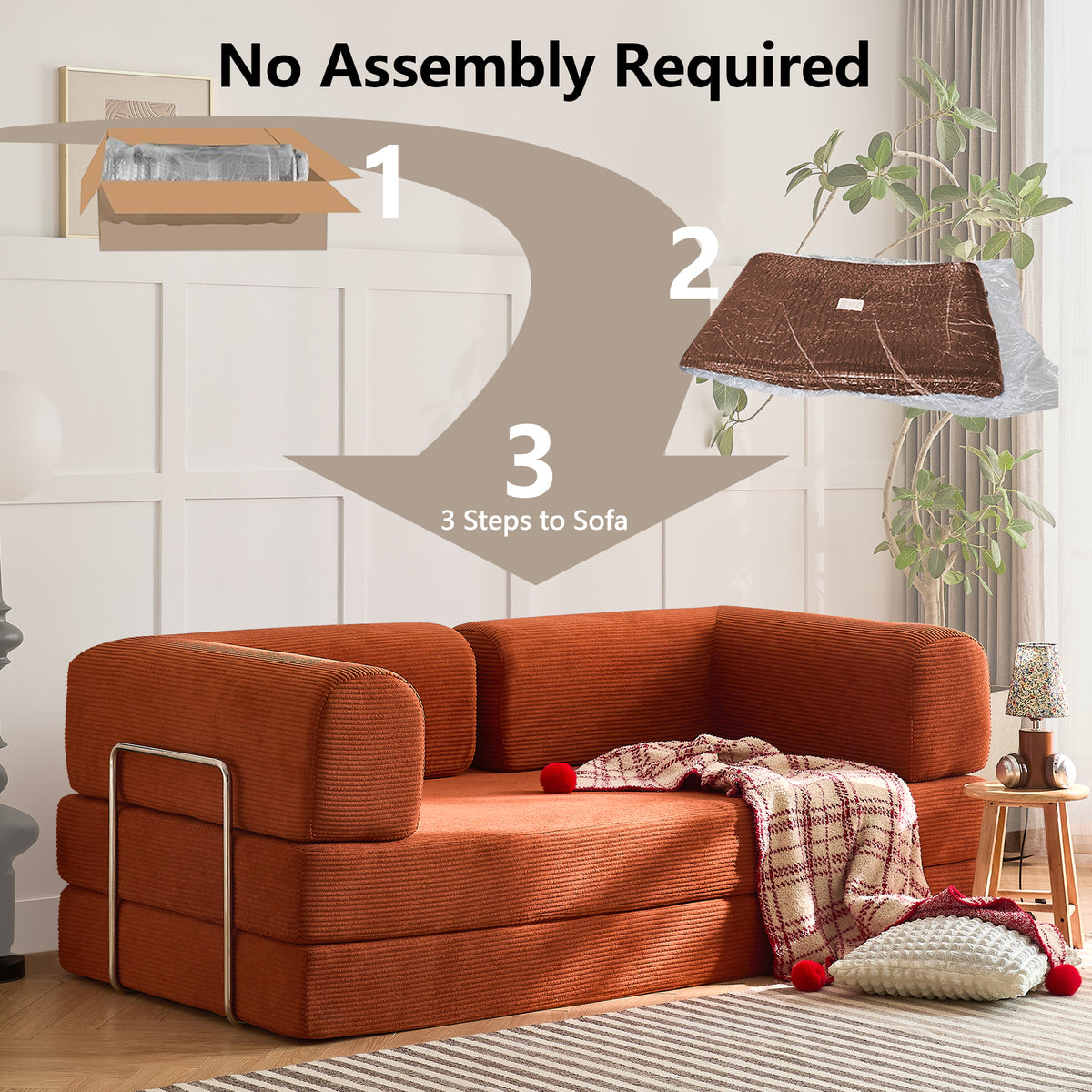 Orange folding sofa bed, product image 06