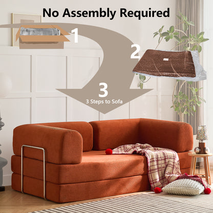 Orange folding sofa bed, product image 06