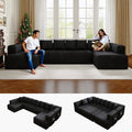 Black 146-inch U-shaped modular sofa, product image 01