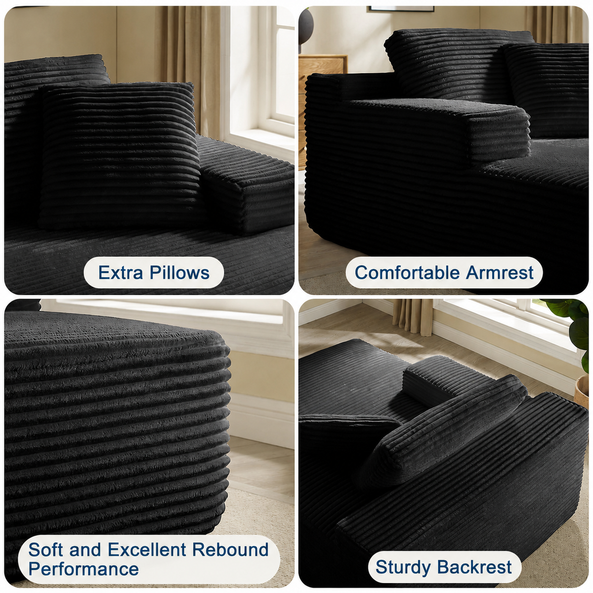 Black 47-inch folding sofa bed, product image 02