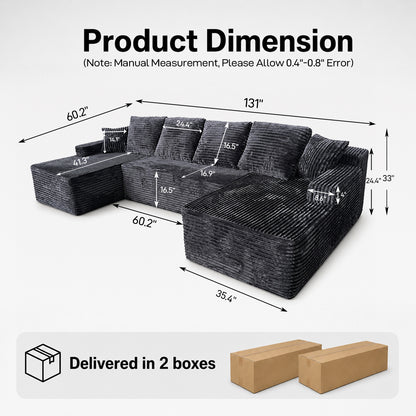 131-inch U-shaped sectional shared gallery image 06