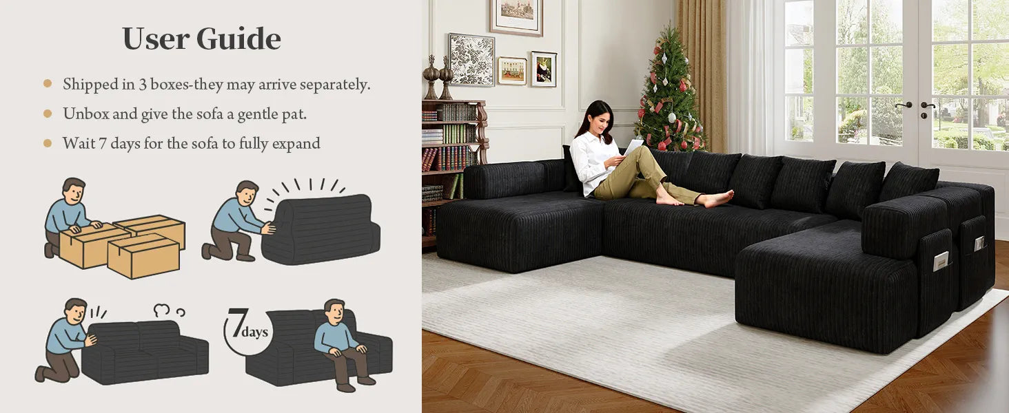 146" Oversized U-Shaped Modular Sectional Sofa detail image 3